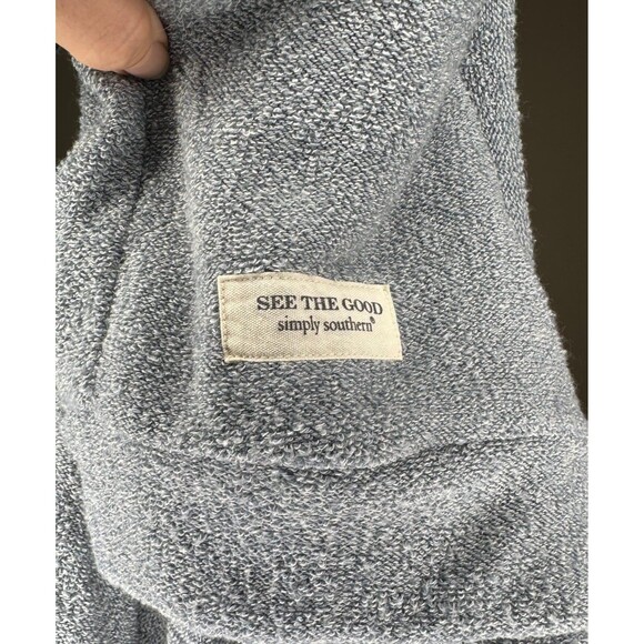 Simply Southern Inside Out Crewneck Sweatshirt Light Blue Good Vibes Daisy Large - Picture 6 of 8